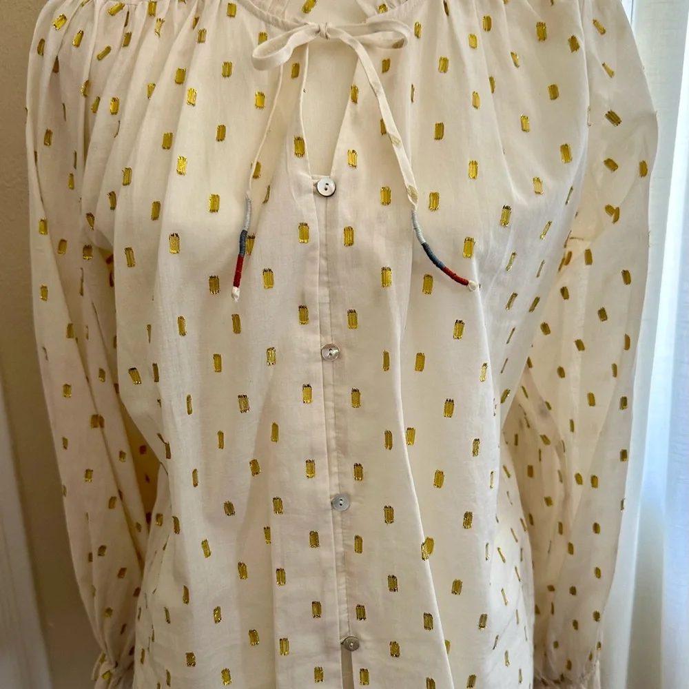 Anthropologie DOLAN off white tie blouse - Picture 11 of 11